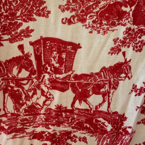 August Silk Knit Button Down Lightweight Red Cream Casual Luxury Cardigan  SZ L - Picture 9 of 15